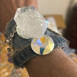 WENDY GELL Denim Bracelet with Crystal Accents